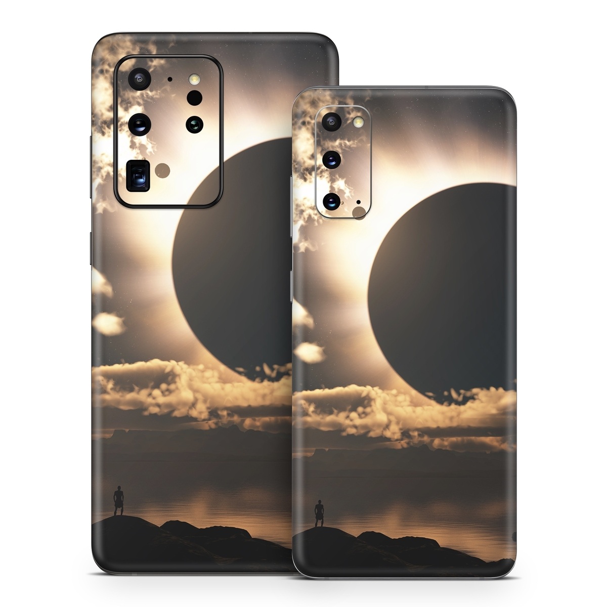 Samsung Galaxy S20 Series Skin design of Sky, Cloud, Daytime, Eclipse, Atmosphere, Cumulus, Sunlight, Sun, Astronomical object, Celestial event, with black, red, green, gray, pink, yellow colors
