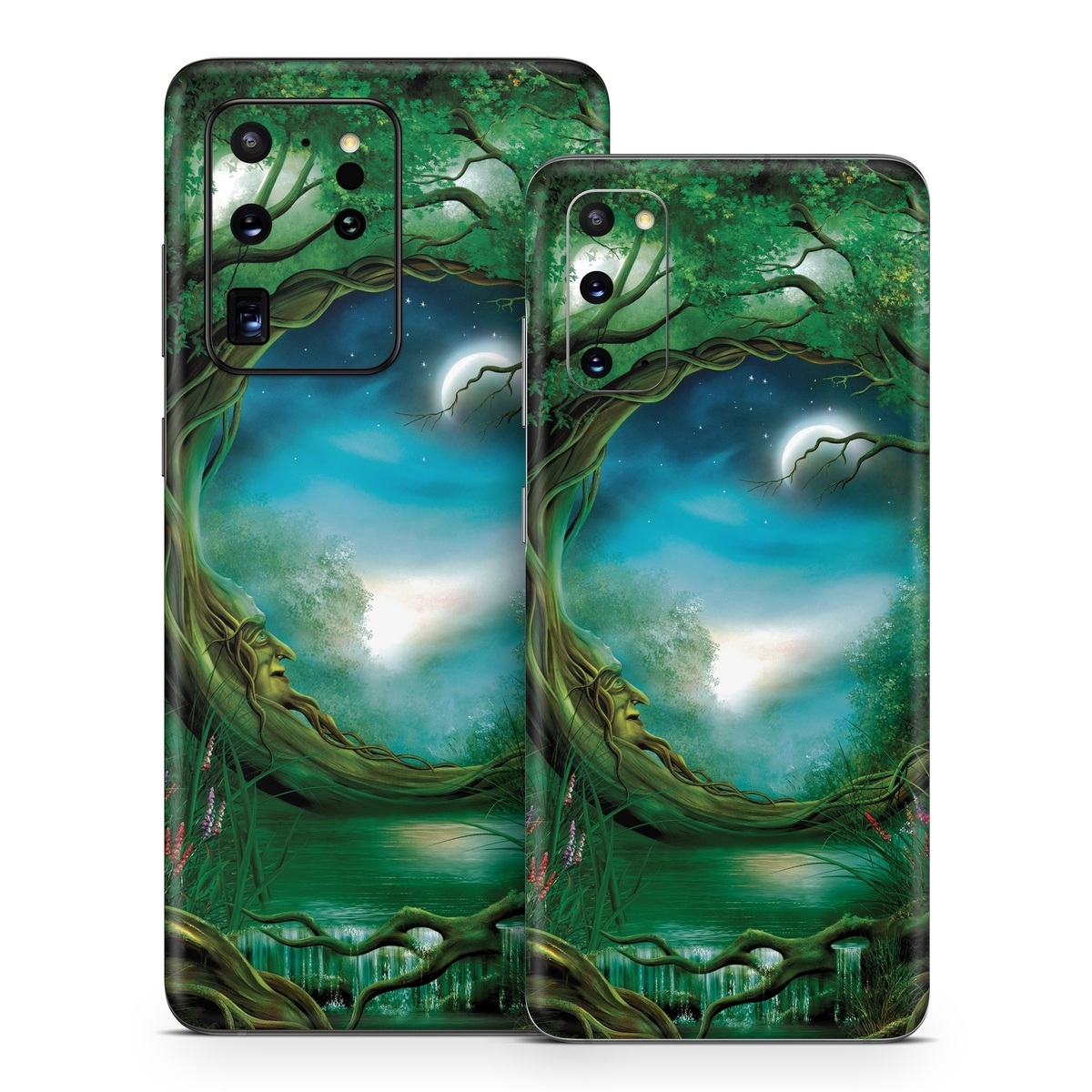 Samsung Galaxy S20 Series Skin design of Fractal art, Art, Organism, Fictional character, Earth, Cg artwork, with black, blue, green, gray colors