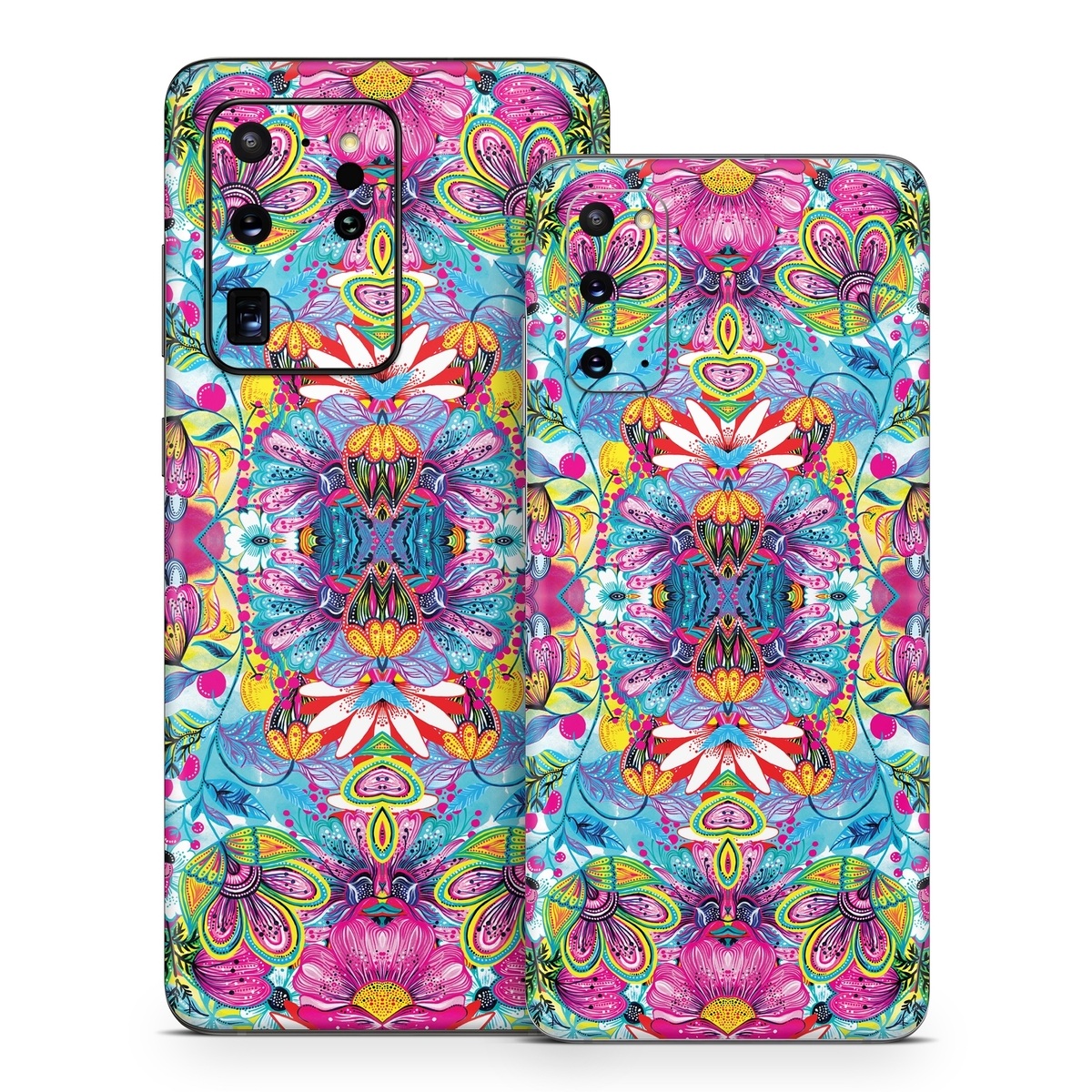 Samsung Galaxy S20 Series Skin design of Pattern, Psychedelic art, Design, Textile, Visual arts, Art, Magenta, Motif, Symmetry, Paisley, with pink, blue, purple, yellow, orange, green, red colors