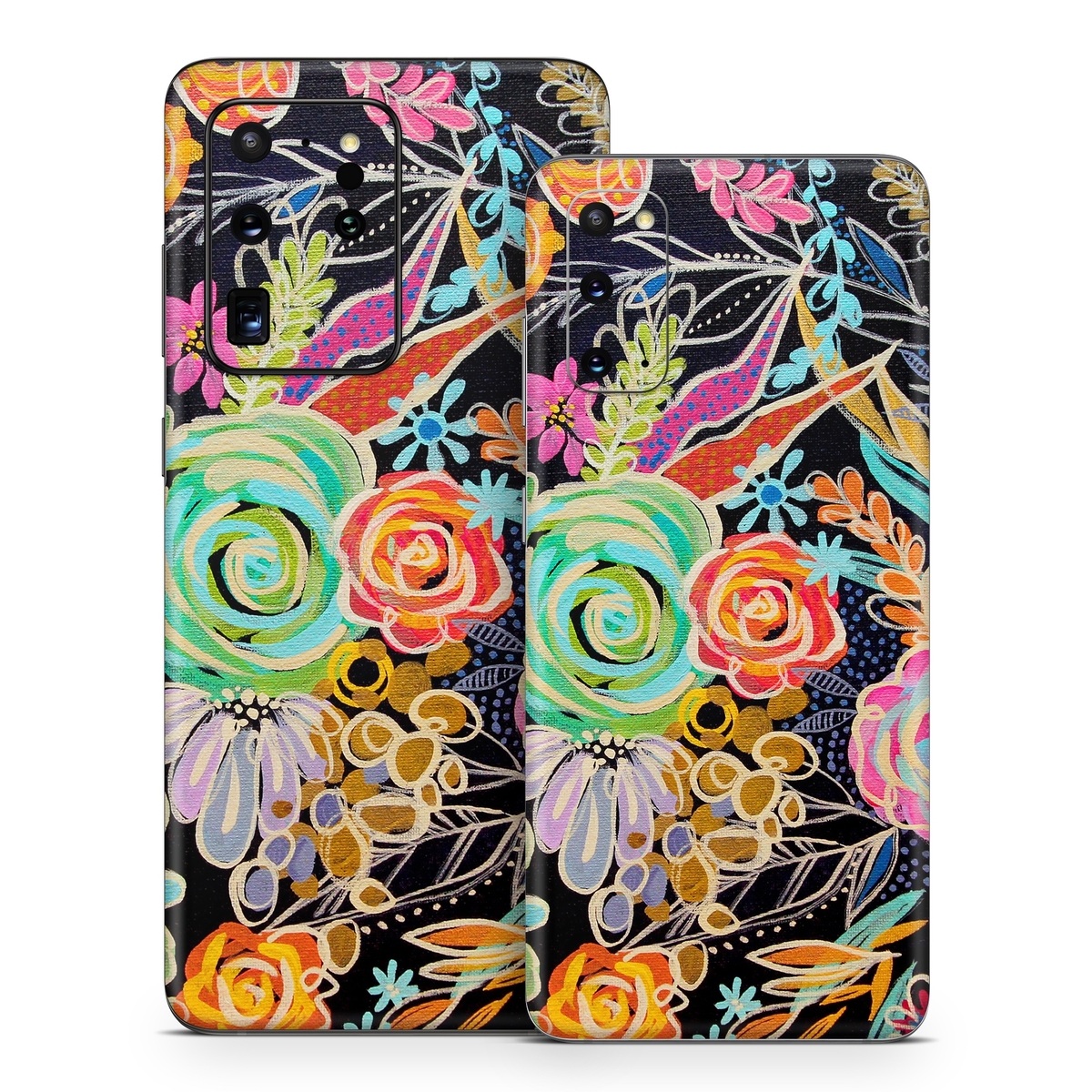 Samsung Galaxy S20 Series Skin design of Pattern, Floral design, Design, Textile, Visual arts, Art, Graphic design, Psychedelic art, Plant, with black, gray, green, red, blue colors