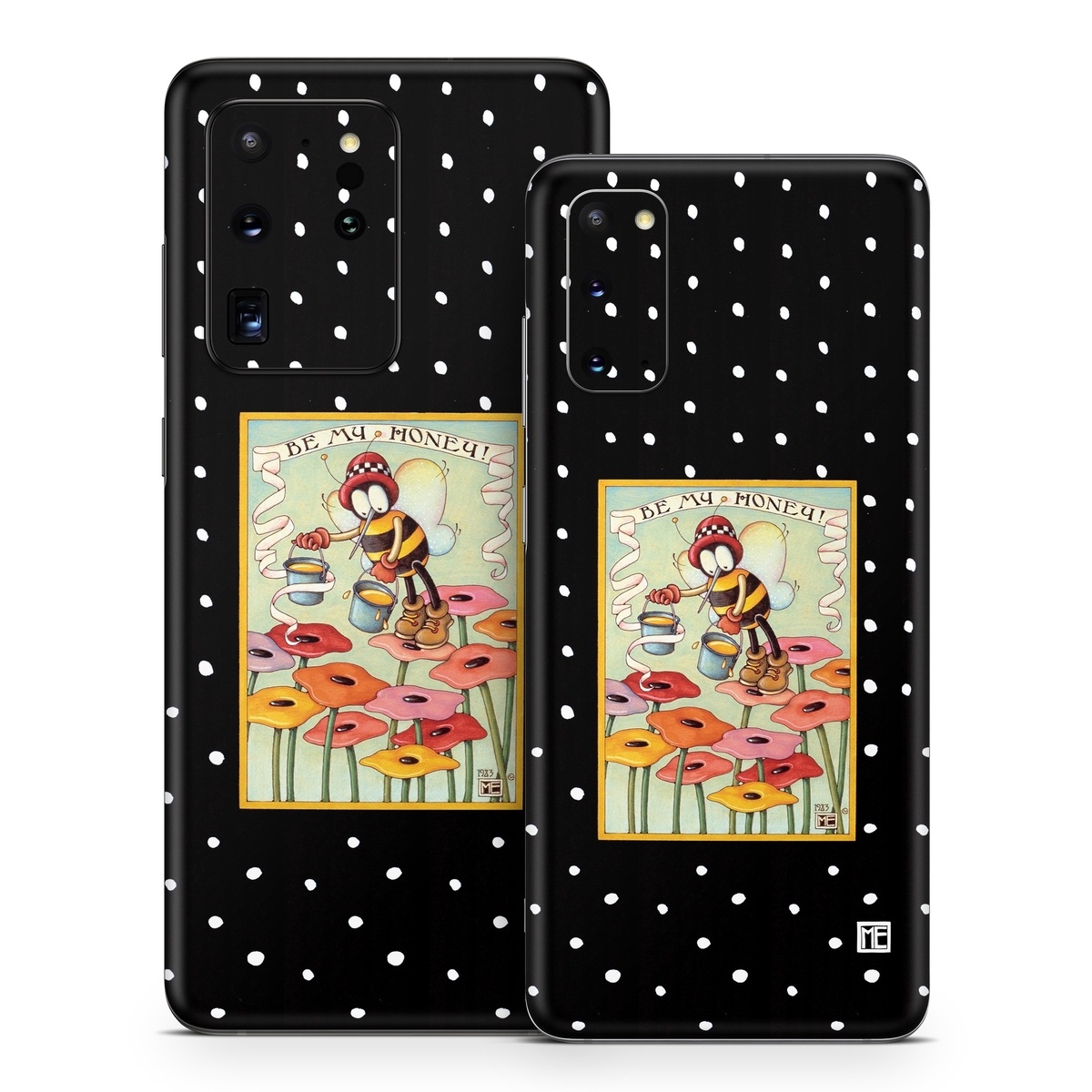 Samsung Galaxy S20 Series Skin design of Cartoon, Illustration, Art, with black, white, yellow, orange, pink, red, blue, green colors