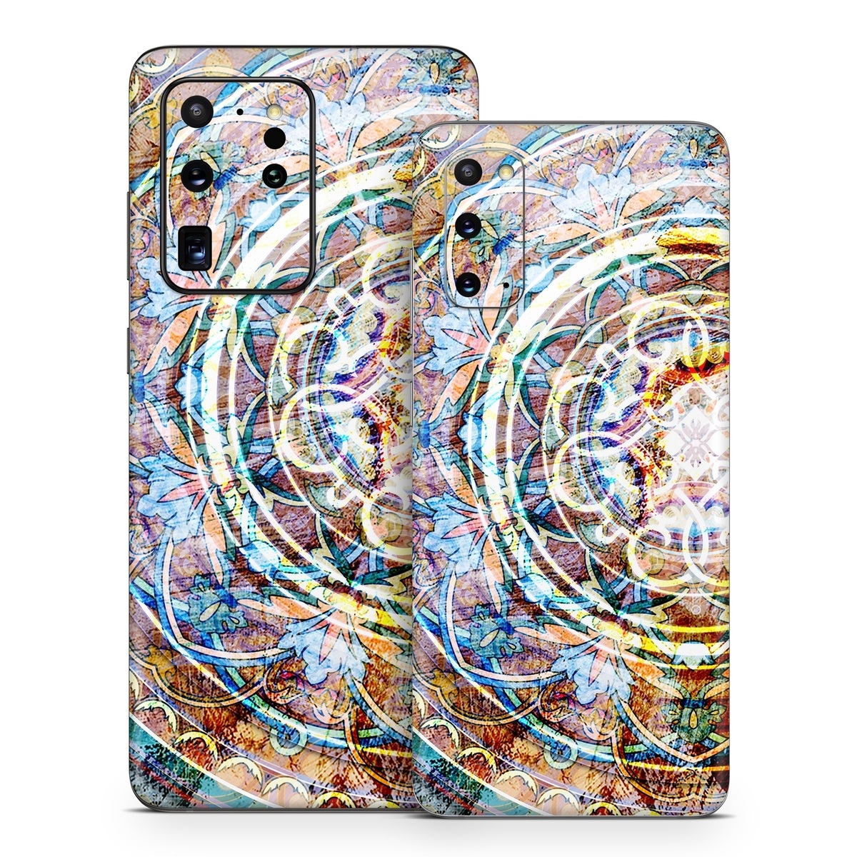 Samsung Galaxy S20 Series Skin design of Circle, Ceramic, Tableware, with yellow, red, orange, white, blue, green, gray colors