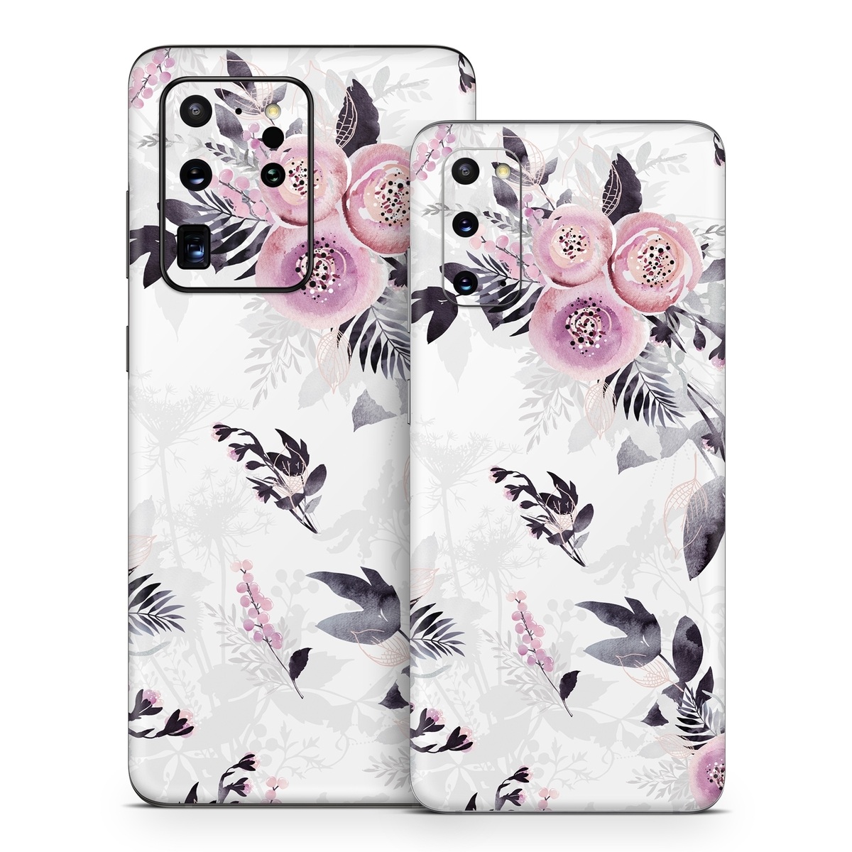 Samsung Galaxy S20 Series Skin design of Pink, Pattern, Design, Floral design, Textile, Plant, Flower, Magenta, Petal, Wallpaper, with white, purple, pink, black, gray colors