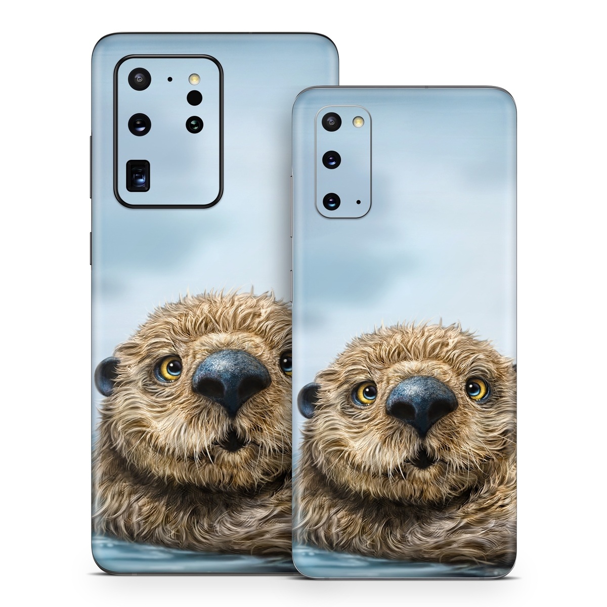 Samsung Galaxy S20 Series Skin design of Mammal, Vertebrate, Otter, Sea otter, North american river otter, Marine mammal, Terrestrial animal, Mustelidae, Snout, Organism, with gray, black, blue, green, red colors