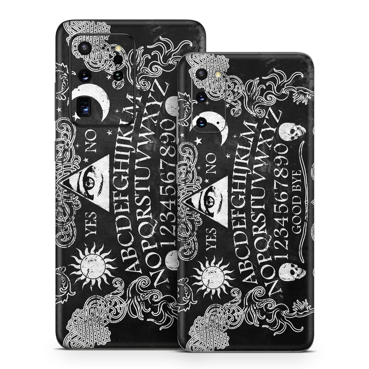 Samsung Galaxy S20 Series Skin design of Text, Font, Pattern, Design, Illustration, Headpiece, Tiara, Black-and-white, Calligraphy, Hair accessory, with black, white, gray colors
