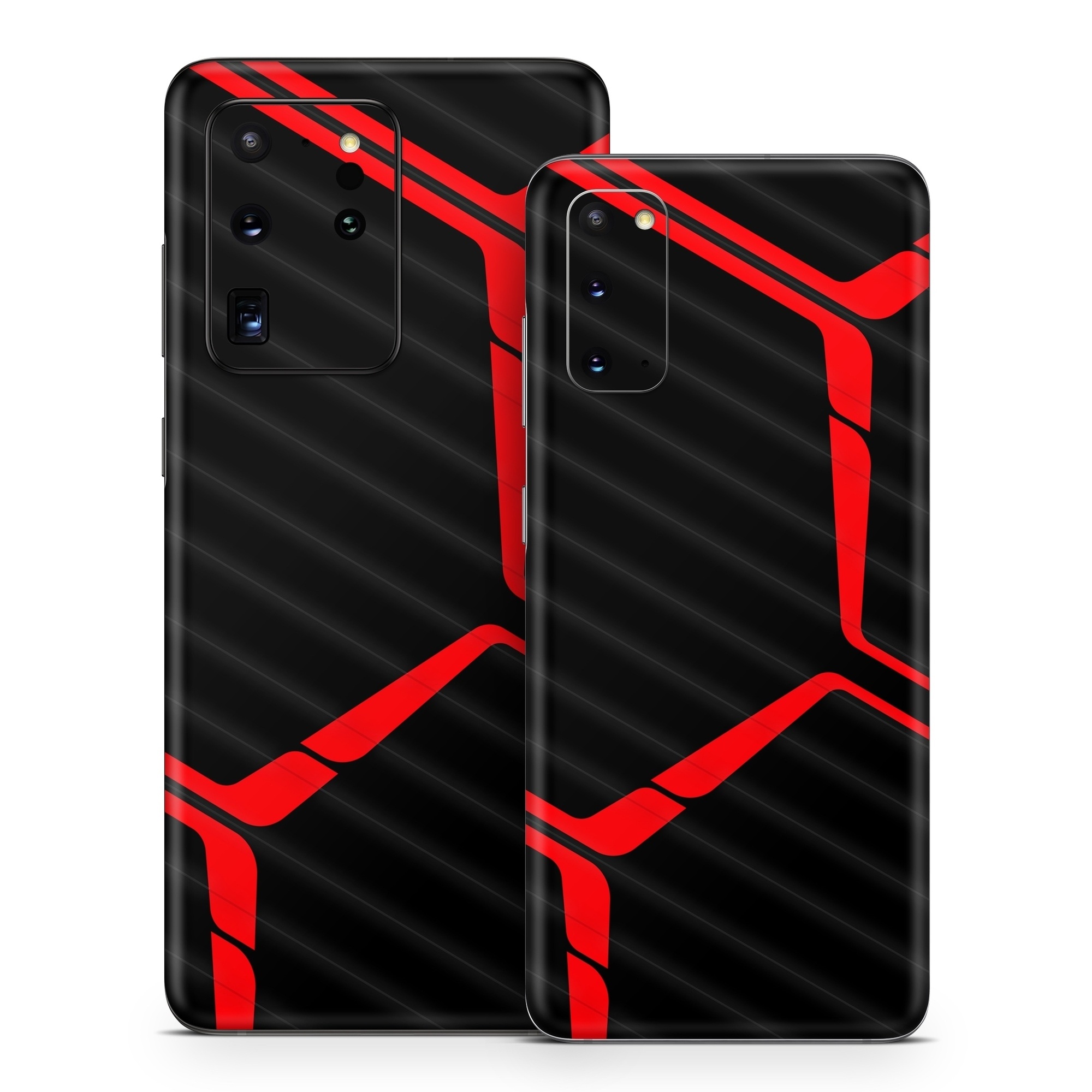 Samsung Galaxy S20 Series Skin design of Sleeve, Triangle, Font, Rectangle, Parallel, Magenta, Electric blue, Pattern, Symmetry, T-shirt, with black, red colors