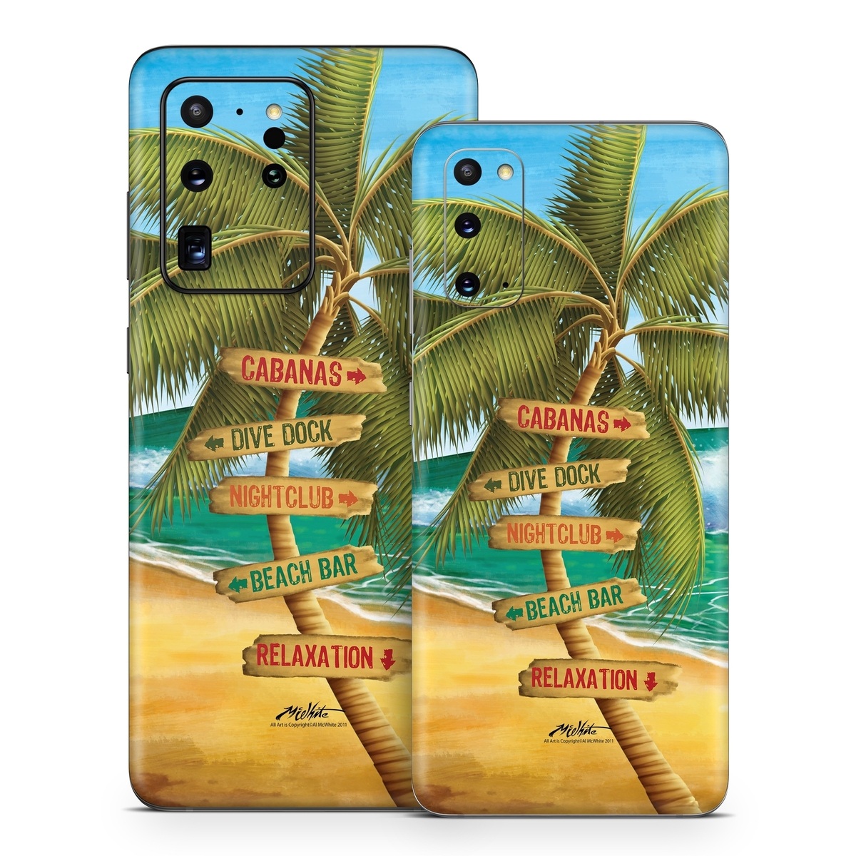 Samsung Galaxy S20 Series Skin design of Palm tree, Arecales, Tropics, Tree, Caribbean, Wave, Water, Coconut, Ocean, Elaeis, with green, purple, gray, black, blue colors