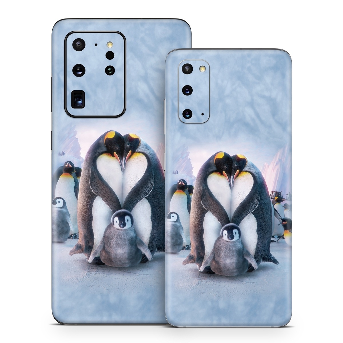 Samsung Galaxy S20 Series Skin design of Bird, Vertebrate, Flightless bird, Penguin, Gentoo penguin, Emperor penguin, King penguin, Beak, Wildlife, Arctic, with gray, black, blue, purple colors
