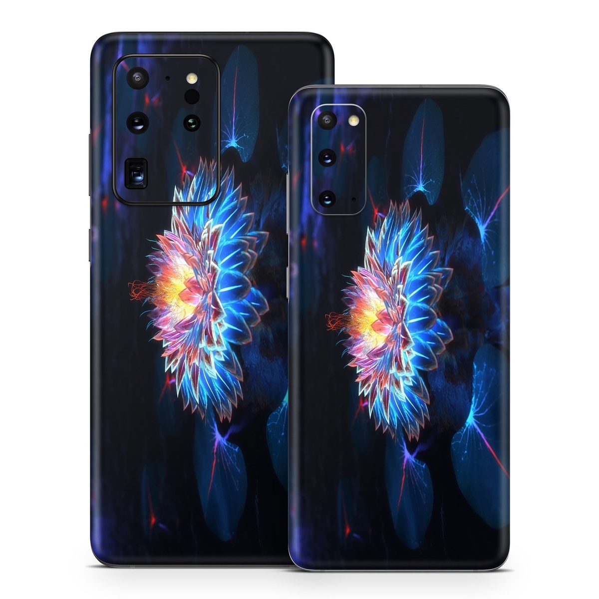 Samsung Galaxy S20 Series Skin design of Water, Light, Fractal art, Organism, Electric blue, Aquatic plant, Darkness, Plant, Art, Space, with black, blue, gray colors