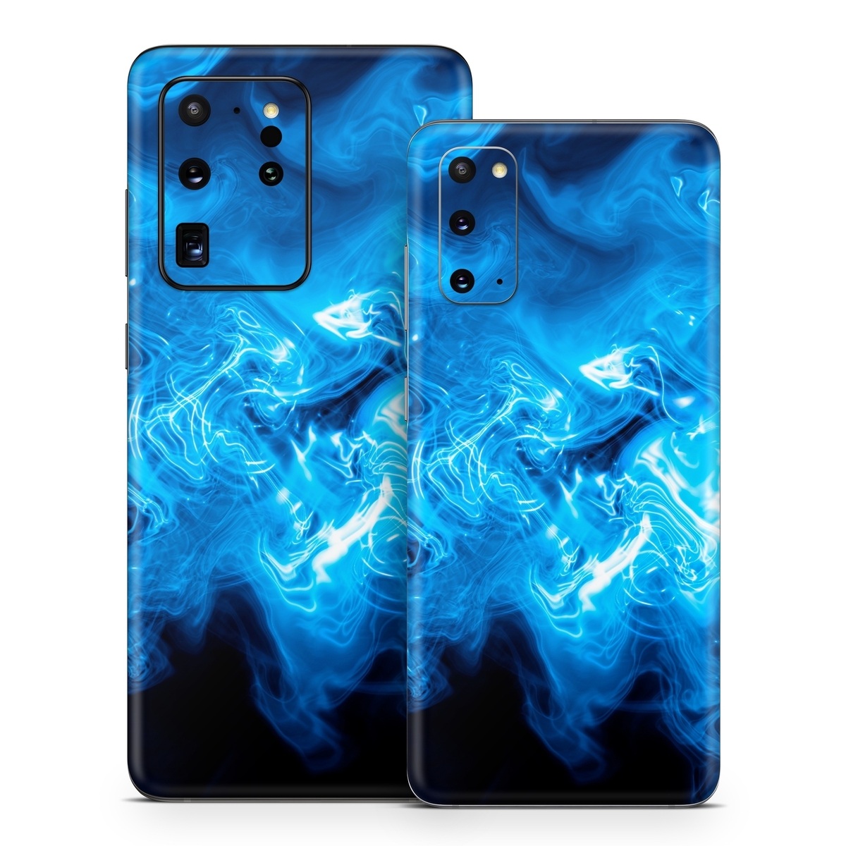 Samsung Galaxy S20 Series Skin design of Blue, Water, Electric blue, Organism, Pattern, Smoke, Liquid, Art, with blue, black, purple colors