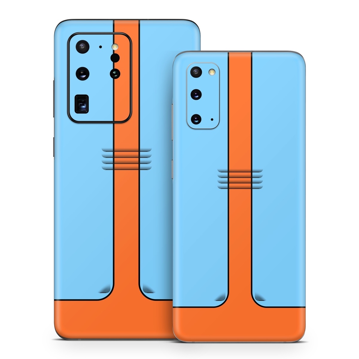 Samsung Galaxy S20 Series Skin design of Line, with blue, orange, black colors