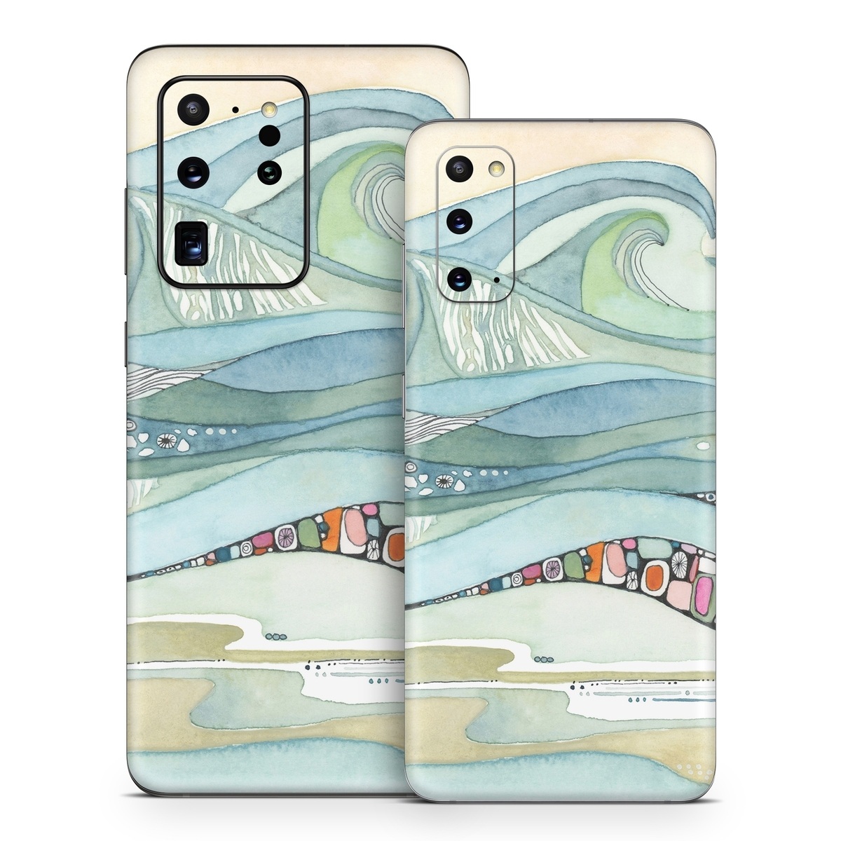 Samsung Galaxy S20 Series Skin design of Line, Illustration, Art, with blue, green, orange, pink, black, white, yellow colors