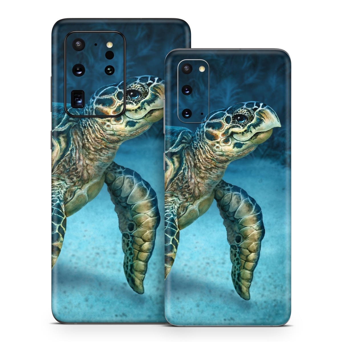 Samsung Galaxy S20 Series Skin design of Water, Nature, Organism, Reptile, Turtle, Hawksbill sea turtle, Underwater, Wildlife, Sea turtle, Reef, with green, gray, blue, white colors