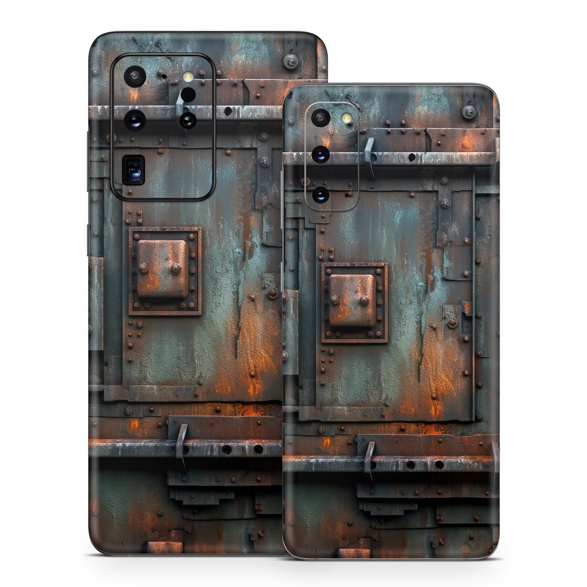 Samsung Galaxy S20 Series Skin design of Wood, Train, Wheel, Motor vehicle, Mode of transport, Rolling, Automotive lighting, Rolling stock, freight car, Gas, with black, brown, gray, white, orange colors