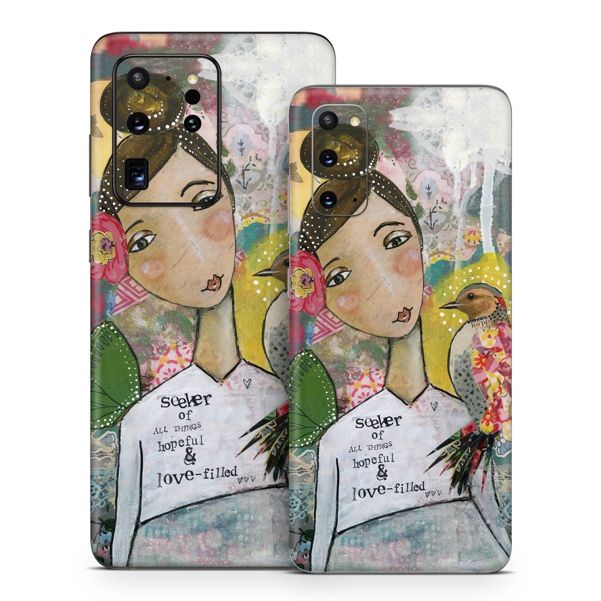 Samsung Galaxy S20 Series Skin design of Art, Painting, Illustration, Visual arts, Watercolor paint, Acrylic paint, Flower, Plant, Paint, Modern art, with white, green, pink, red, yellow colors