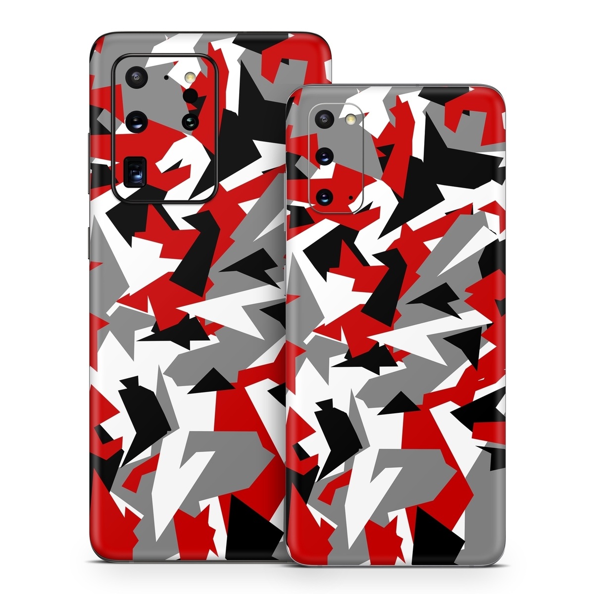 Samsung Galaxy S20 Series Skin design of Red, Pattern, Font, Design, Textile, Carmine, Illustration, Flag, Crowd, with red, white, black, gray colors