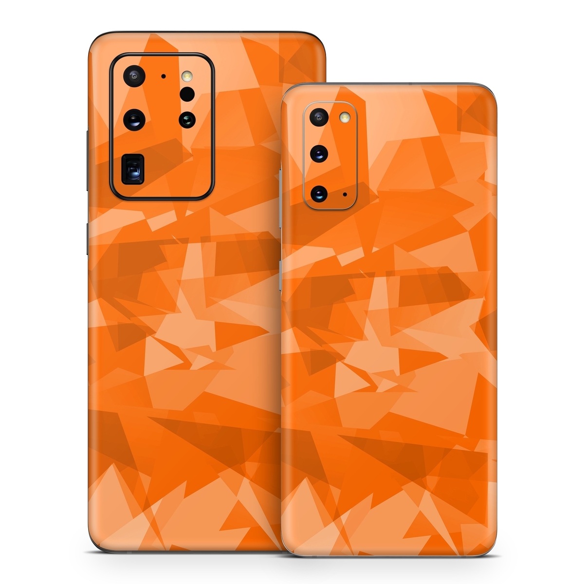 Samsung Galaxy S20 Series Skin design of Orange, Pattern, Peach, Line, Design, Triangle, with orange colors