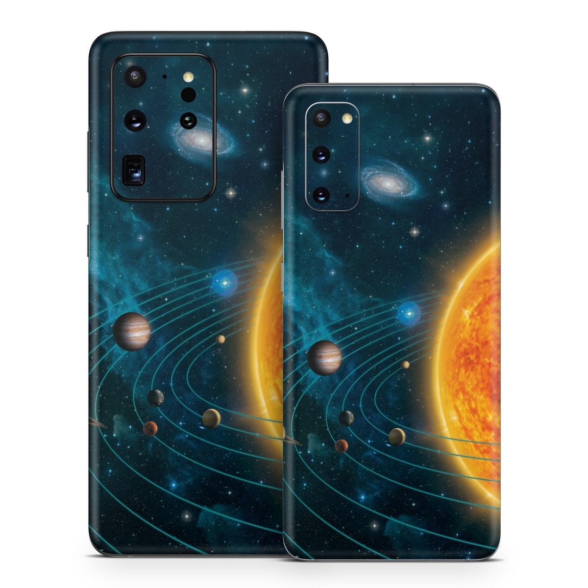 Samsung Galaxy S20 Series Skin design of Astronomical object, Universe, Outer space, Galaxy, Astronomy, Atmosphere, Space, Planet, Science, Sky, with red, yellow, black, blue, brown, white colors