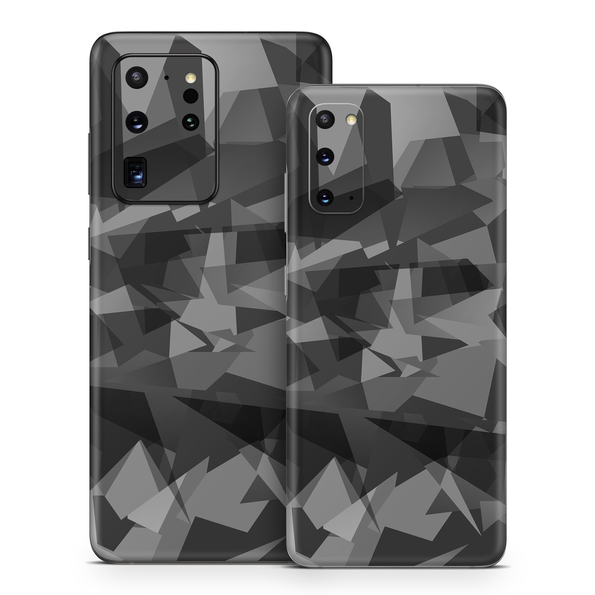 Samsung Galaxy S20 Series Skin design of Black, Pattern, Triangle, Black-and-white, Monochrome, Grey, Design, Line, Architecture, Monochrome photography, with black, gray colors