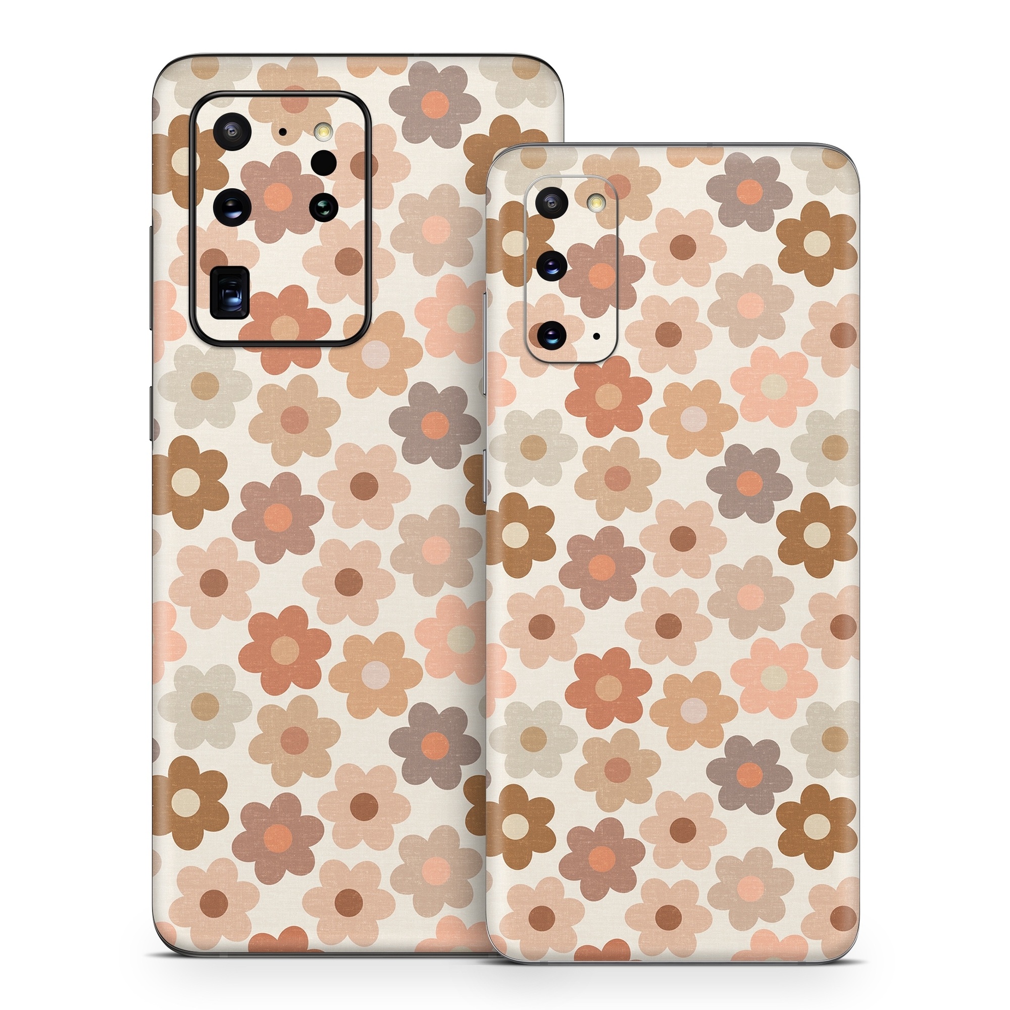 Samsung Galaxy S20 Series Skin design of Brown, Orange, Textile, Material property, Pattern, Circle, Symmetry, Font, Tints and shades, Peach, with white, brown, yellow, pink colors