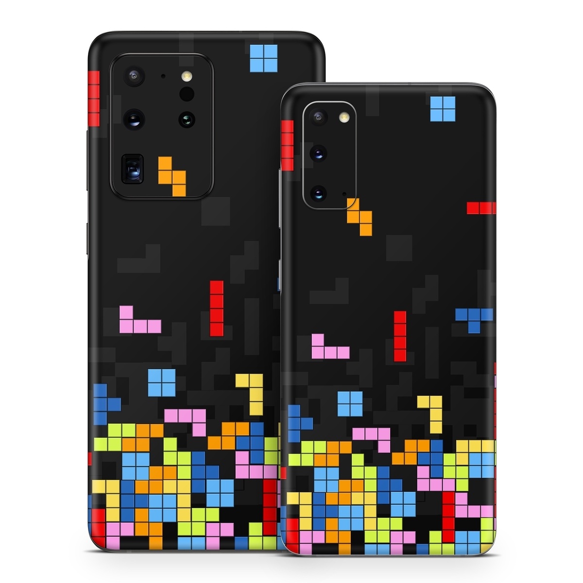 Samsung Galaxy S20 Series Skin design of Pattern, Symmetry, Font, Design, Graphic design, Line, Colorfulness, Magenta, Square, Graphics, with black, green, blue, orange, red colors