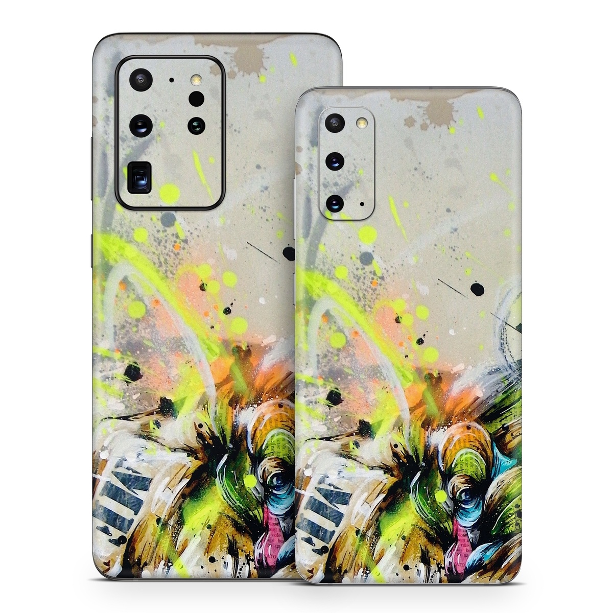 Samsung Galaxy S20 Series Skin design of Watercolor paint, Graphic design, Illustration, Acrylic paint, Art, Modern art, Painting, Visual arts, Paint, Graphics, with gray, black, green, red, blue colors