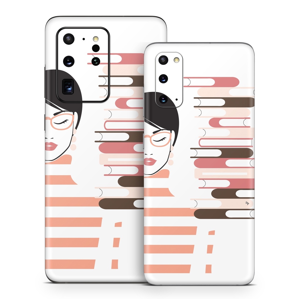 Samsung Galaxy S20 Series Skin design of Eyebrow, Gesture, Font, Carmine, Graphics, Thumb, Art, Illustration, Graphic design, Lipstick, with white, black, pink, brown, red colors