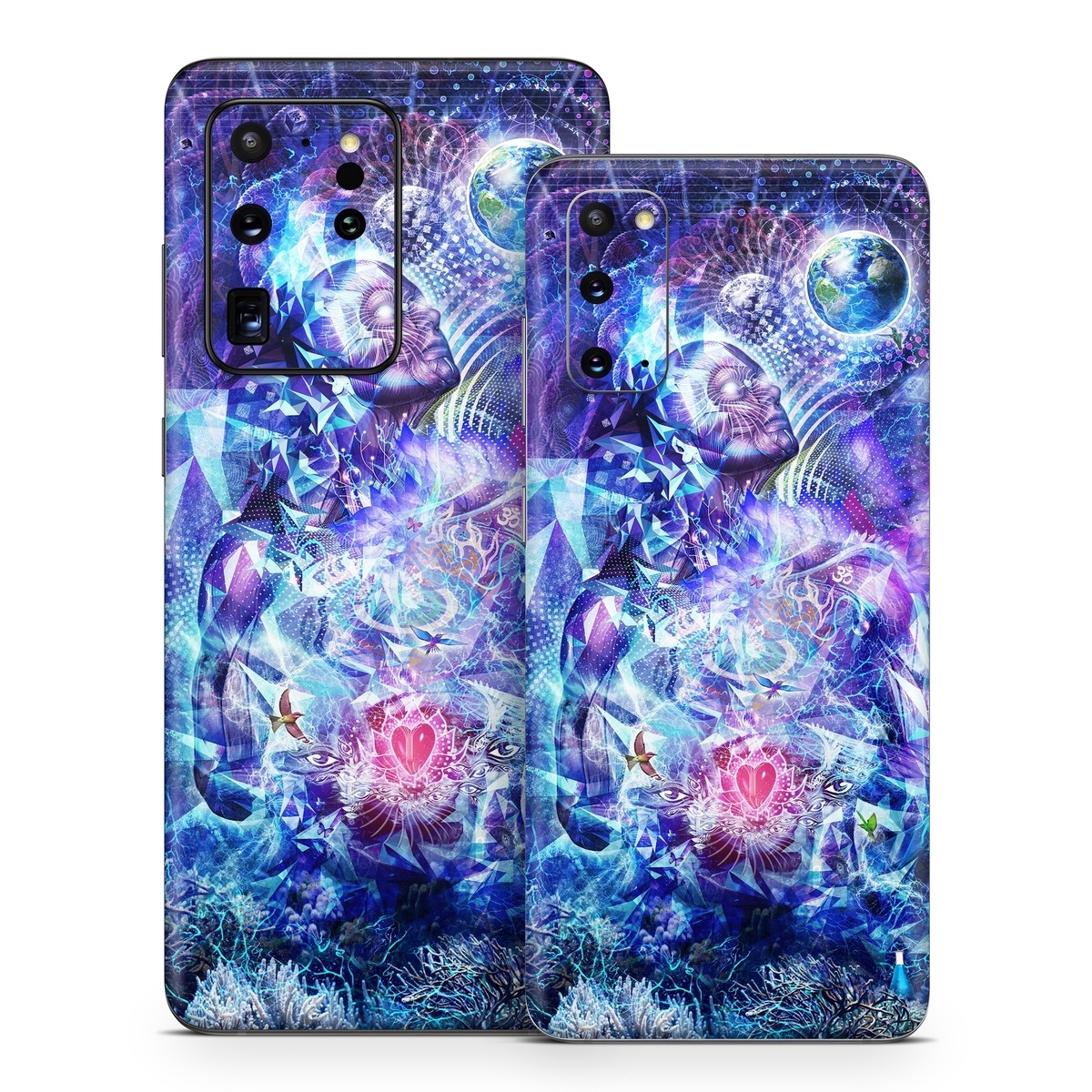 Samsung Galaxy S20 Series Skin design of Blue, Purple, Violet, Lavender, Majorelle blue, Psychedelic art, Electric blue, Organism, Art, Design, with blue, green, purple, red, pink colors