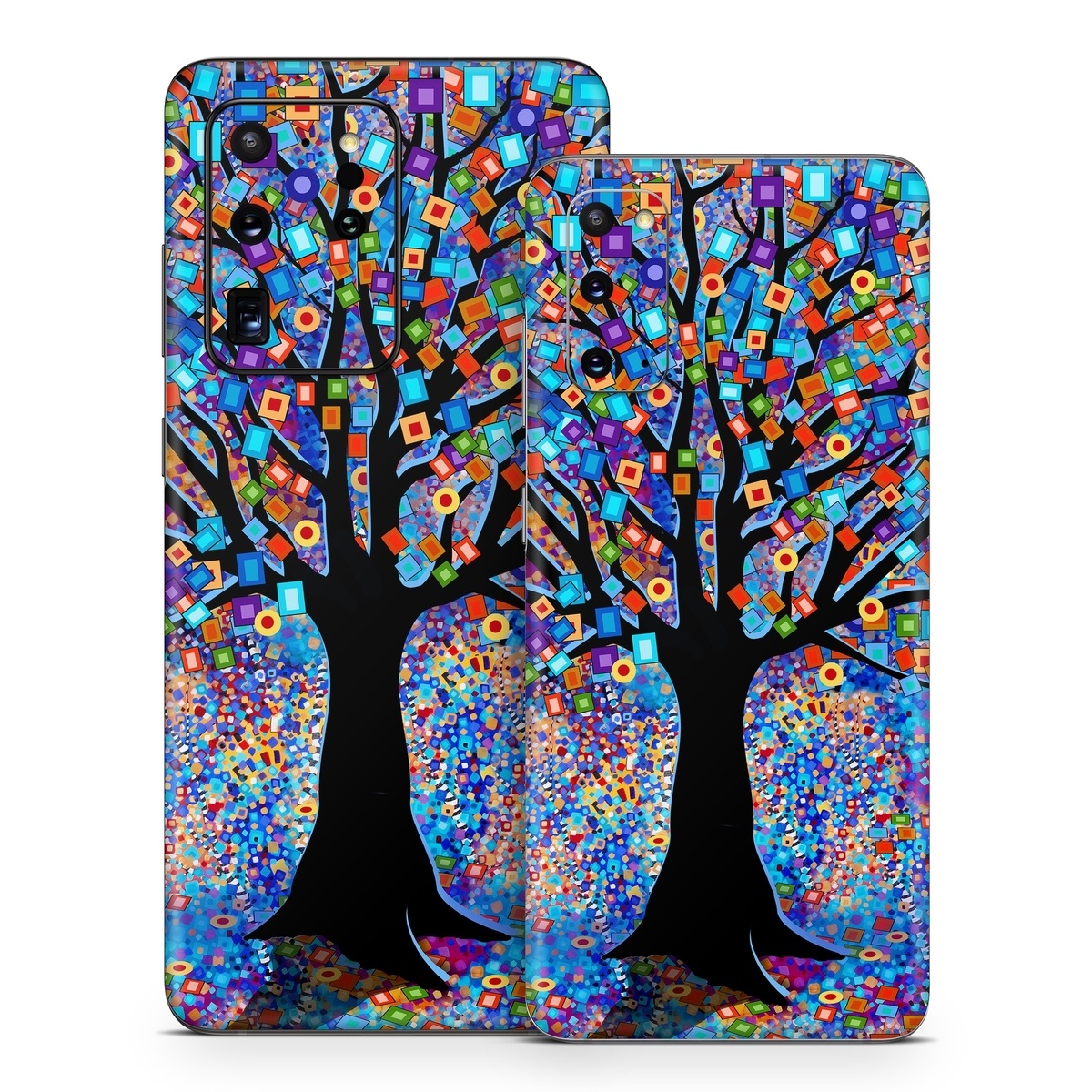 Samsung Galaxy S20 Series Skin design of Psychedelic art, Modern art, Art, with black, blue, red, orange, yellow, green, purple colors