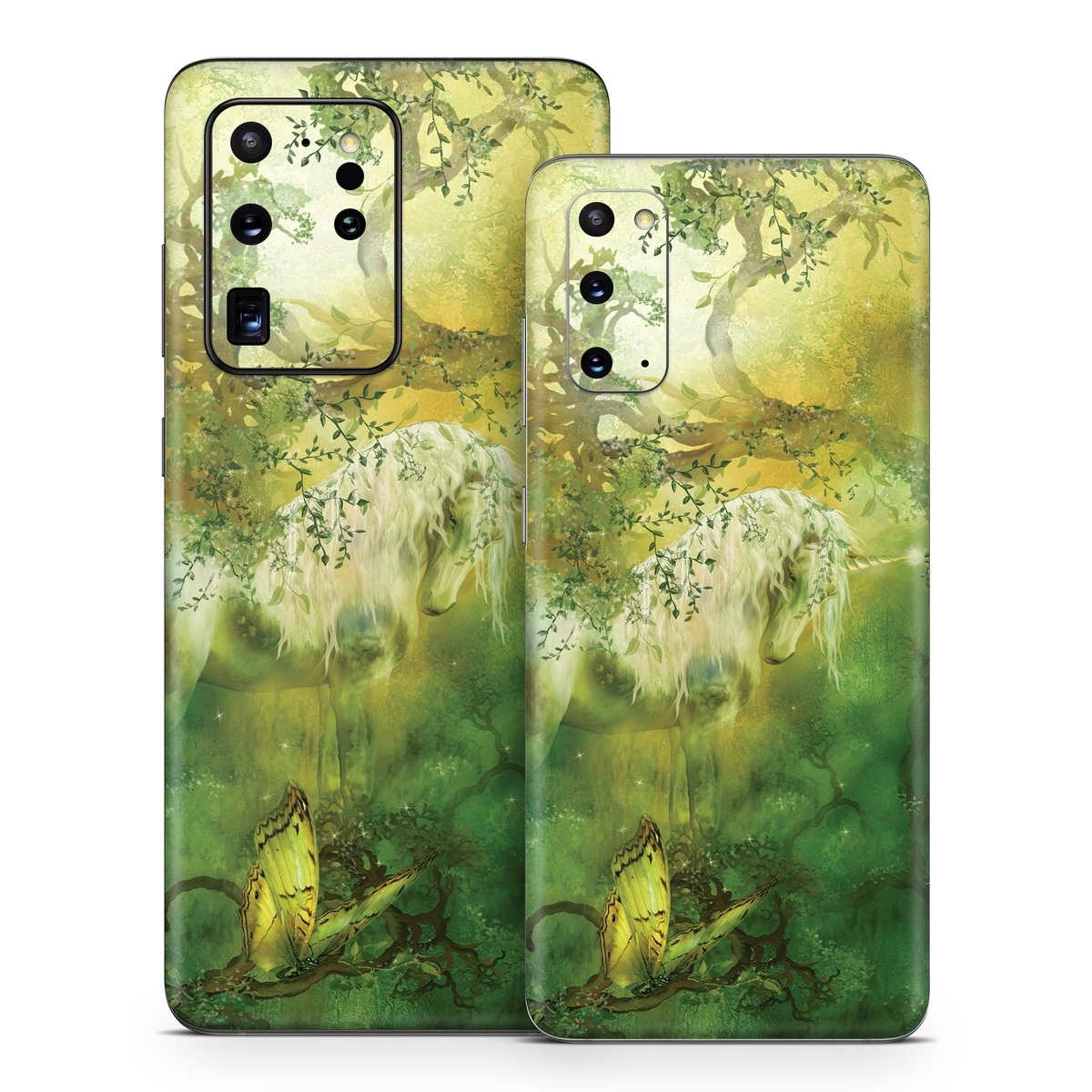 Samsung Galaxy S20 Series Skin design of Nature, Green, Painting, Art, Visual arts, Watercolor paint, Illustration, Modern art, Still life, with green, black, gray colors