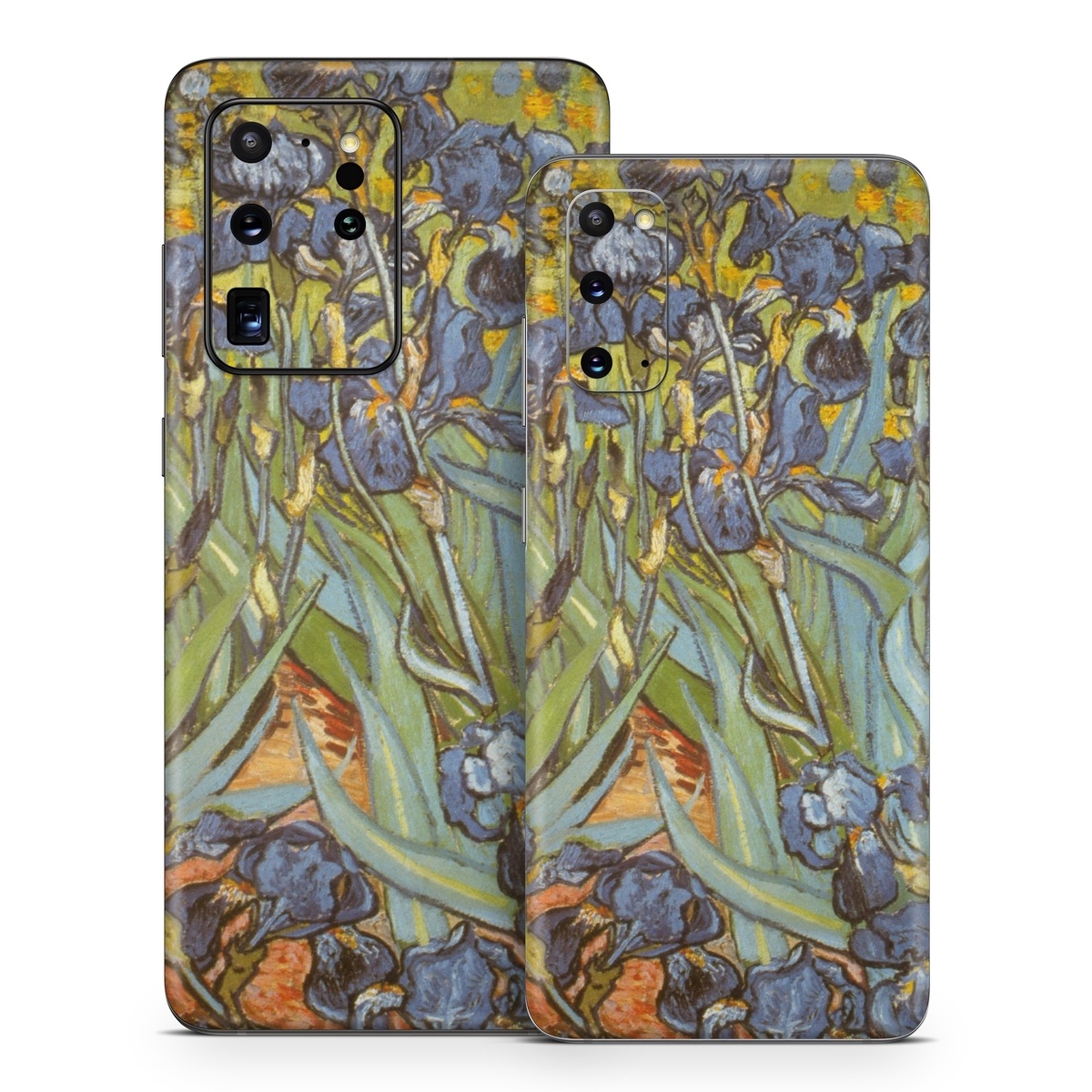 Samsung Galaxy S20 Series Skin design of Painting, Plant, Art, Flower, Iris, Modern art, Perennial plant, with gray, green, black, red, blue colors