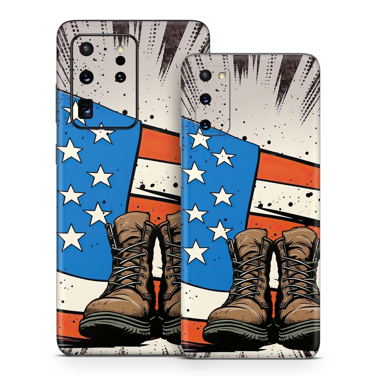 Samsung Galaxy S20 Series Skin design of Footwear, Shoe, Walking shoe, Outdoor shoe, Line, Flag of the united states, Sneakers, Font, Art, Human leg, with red, blue, white, black, brown, gray colors