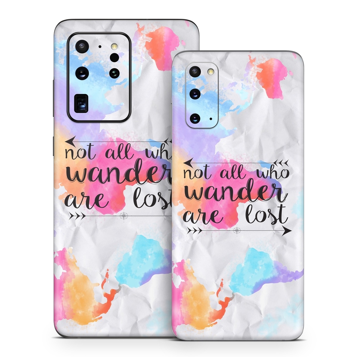 Samsung Galaxy S20 Series Skin design of Font, Text, Calligraphy, Graphics, with black, white, orange, pink, red, blue, purple, yellow colors