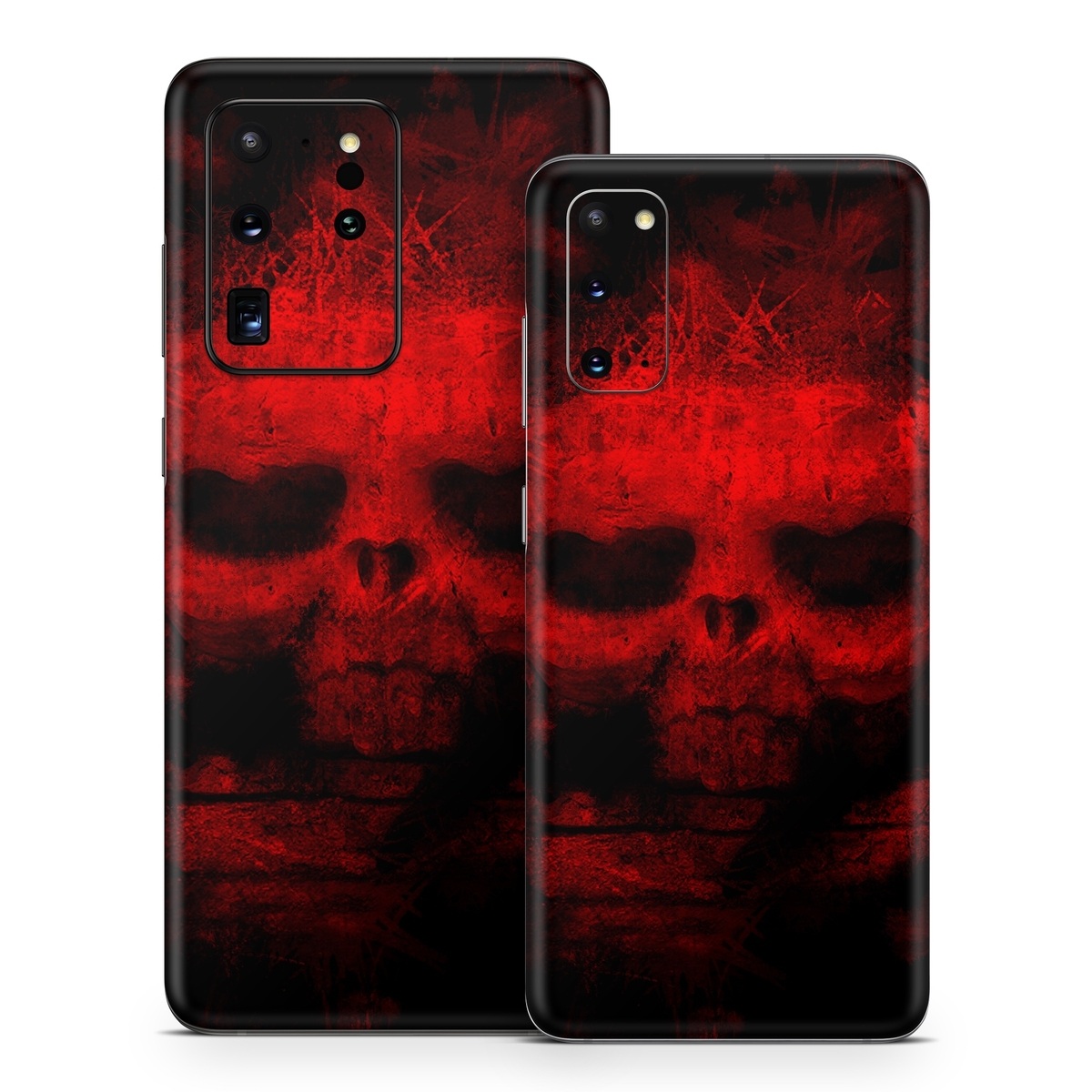 Samsung Galaxy S20 Series Skin design of Red, Skull, Bone, Darkness, Mouth, Graphics, Pattern, Fiction, Art, Fractal art, with black, red colors
