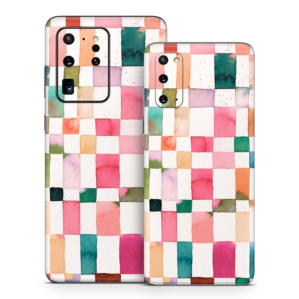 Samsung Galaxy S20 Series Skin design of Brown, Rectangle, Product, Textile, Art, Pink, Line, Aqua, Magenta, Symmetry, with white, pink, green, red, blue, orange, purple colors