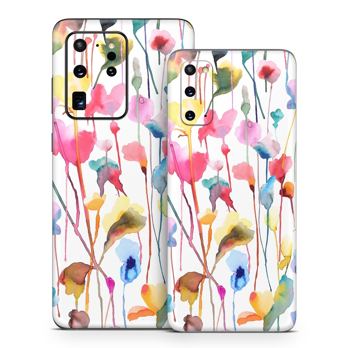 Samsung Galaxy S20 Series Skin design of Plant, Petal, Art, Font, Pattern, Automotive wheel system, Event, Visual arts, Party supply, Pole, with white, red, pink, yellow, orange, green, blue, purple colors