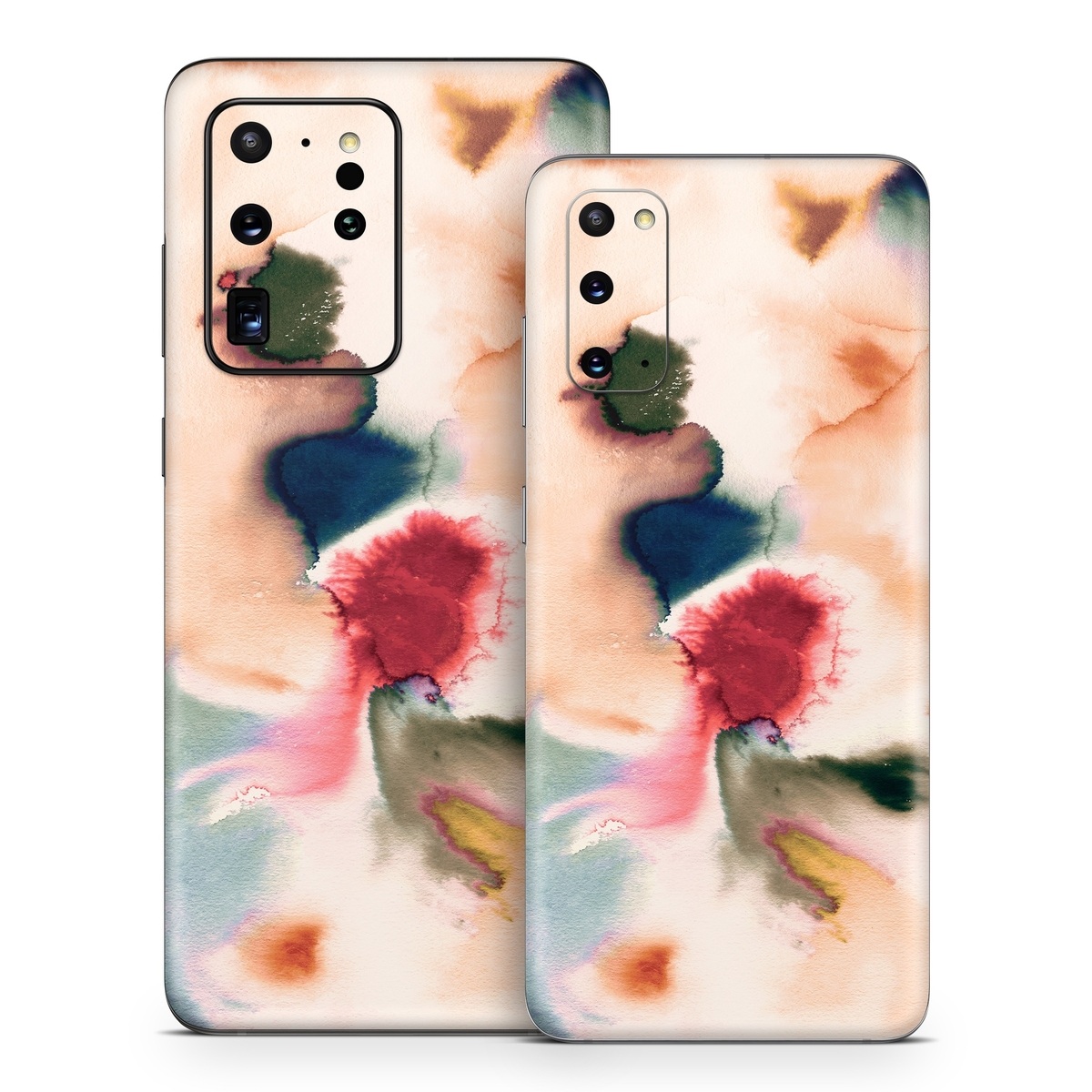 Samsung Galaxy S20 Series Skin design of Petal, Pink, Creative arts, Plant, Tints and shades, Art, Pattern, Porcelain, Close-up, Natural material, with white, blue, red, brown, orange, yellow, green colors