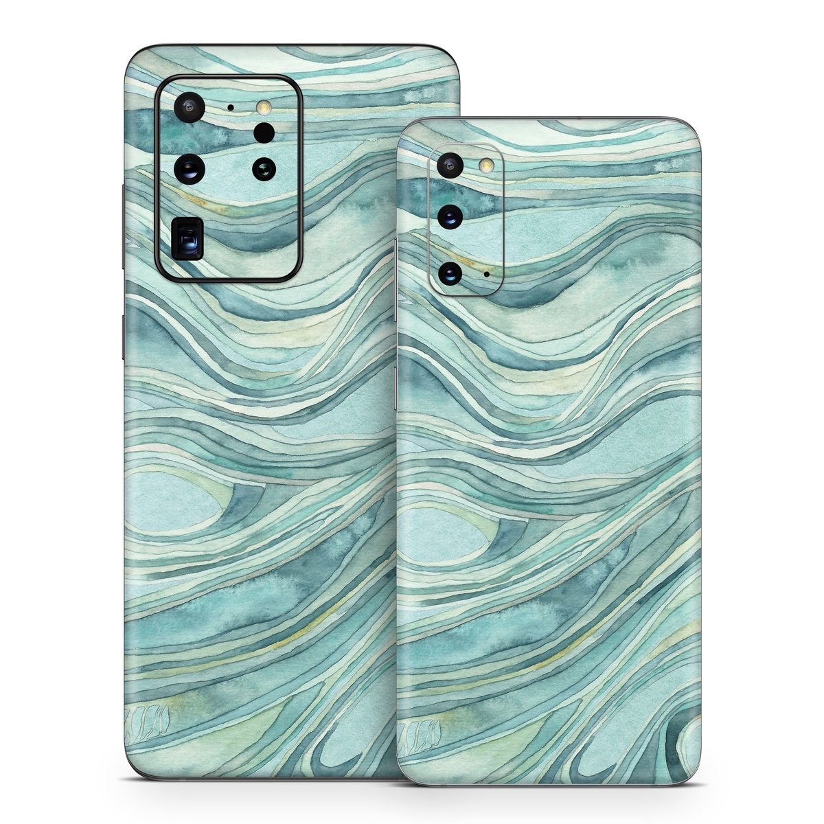 Samsung Galaxy S20 Series Skin design of Aqua, Blue, Pattern, Turquoise, Teal, Water, Design, Line, Wave, Textile, with gray, blue colors