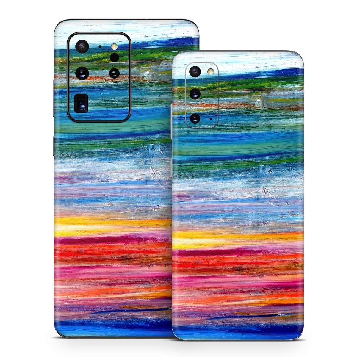 Samsung Galaxy S20 Series Skin design of Sky, Painting, Acrylic paint, Modern art, Watercolor paint, Art, Horizon, Paint, Visual arts, Wave, with gray, blue, red, black, pink colors
