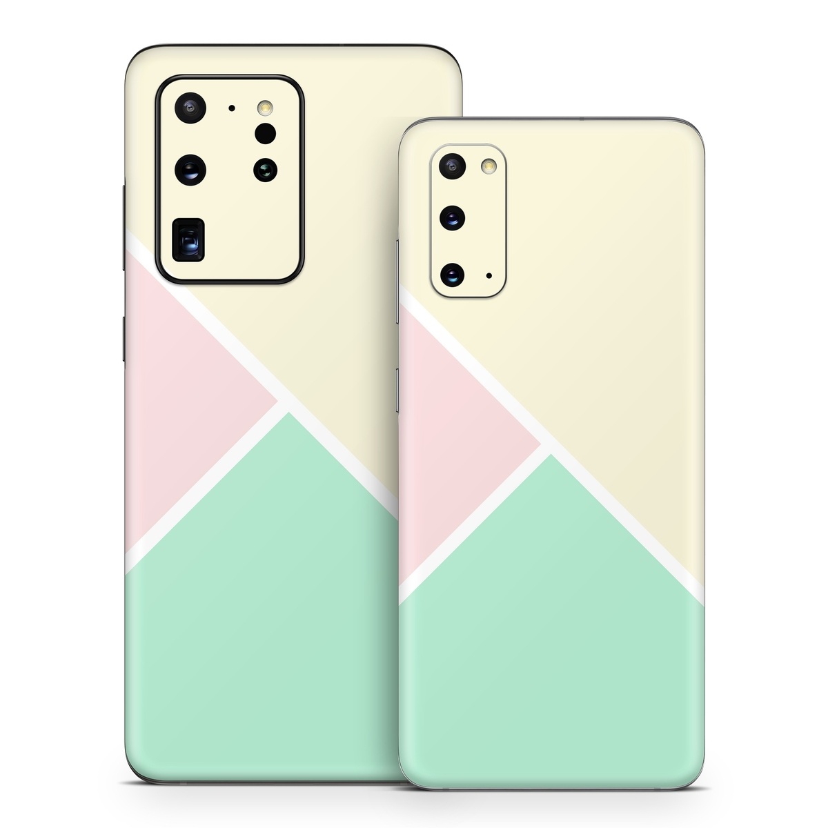 Samsung Galaxy S20 Series Skin design of Green, Aqua, Turquoise, Blue, Pink, Yellow, Line, Teal, Pattern, Design, with yellow, pink, green colors