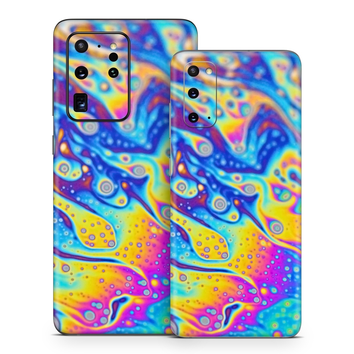 Samsung Galaxy S20 Series Skin design of Psychedelic art, Blue, Pattern, Art, Visual arts, Water, Organism, Colorfulness, Design, Textile, with gray, blue, orange, purple, green colors