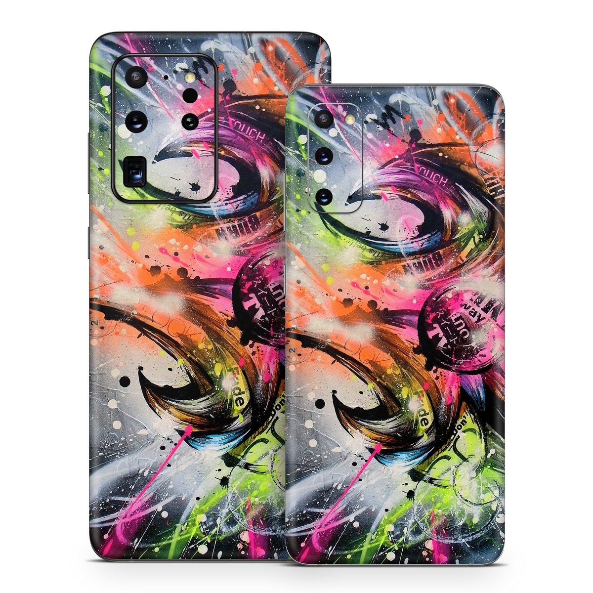 Samsung Galaxy S20 Series Skin design of Graphic design, Fractal art, Art, Illustration, Design, Graphics, Cg artwork, Font, Visual arts, Pattern, with black, gray, red, green, purple, blue colors