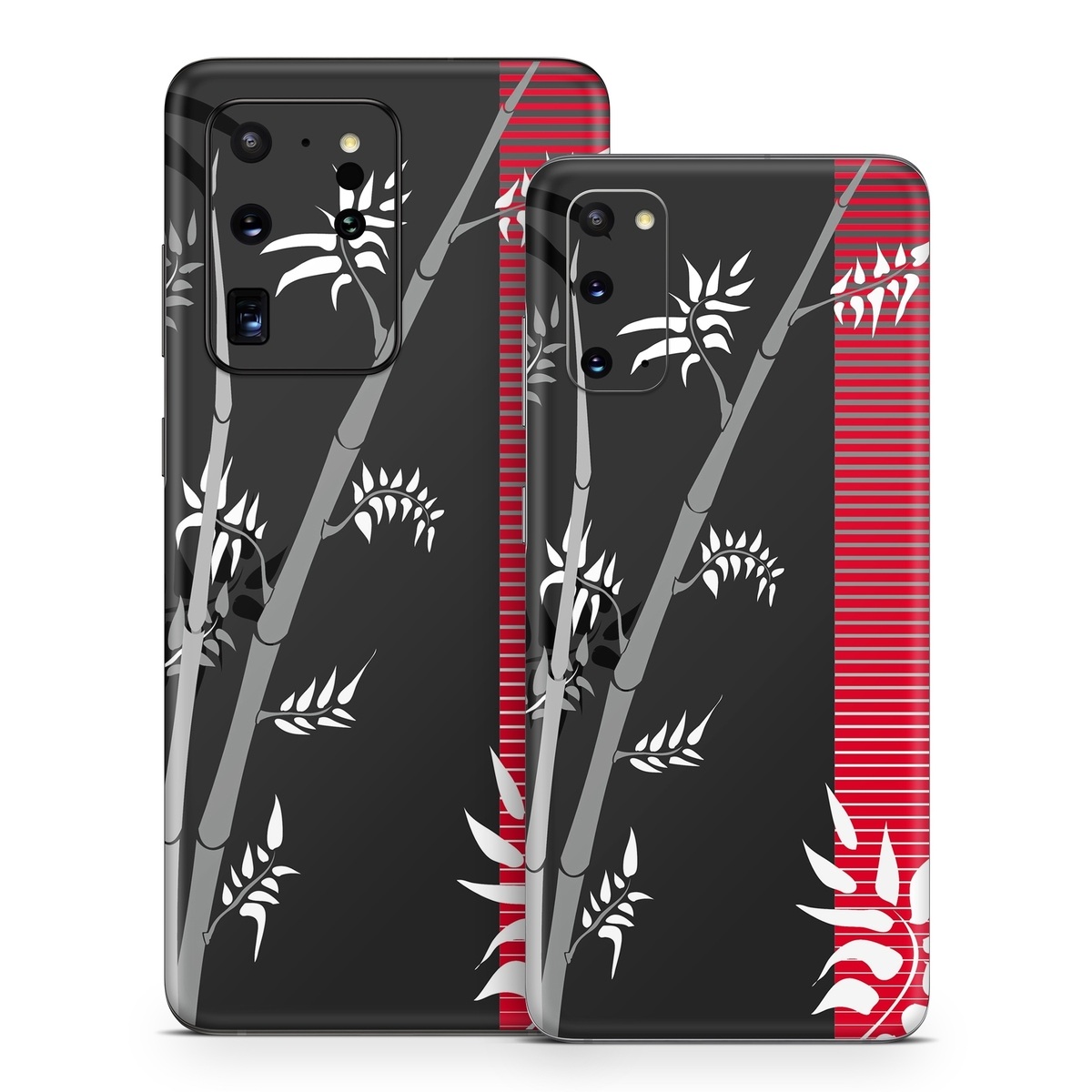 Samsung Galaxy S20 Series Skin design of Tree, Branch, Plant, Graphic design, Bamboo, Illustration, Plant stem, Black-and-white, with black, red, gray, white colors