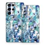 Blue Ink Floral Samsung Galaxy S21 Series Skin