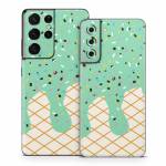 Mint Chocolate Chip Ice Cream Drip Samsung Galaxy S21 Series Skin