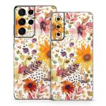 Summer Watercolor Sunflowers Samsung Galaxy S21 Series Skin