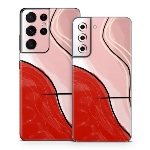 Abstract Red Samsung Galaxy S21 Series Skin