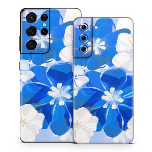 Blue Flowers Samsung Galaxy S21 Series Skin