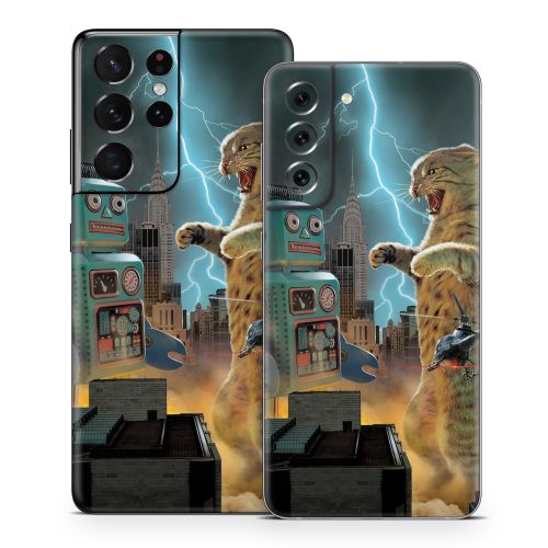 Catzilla Vs Robot Samsung Galaxy S21 Series Skin