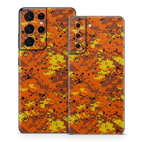 Digital Orange Camo Samsung Galaxy S21 Series Skin